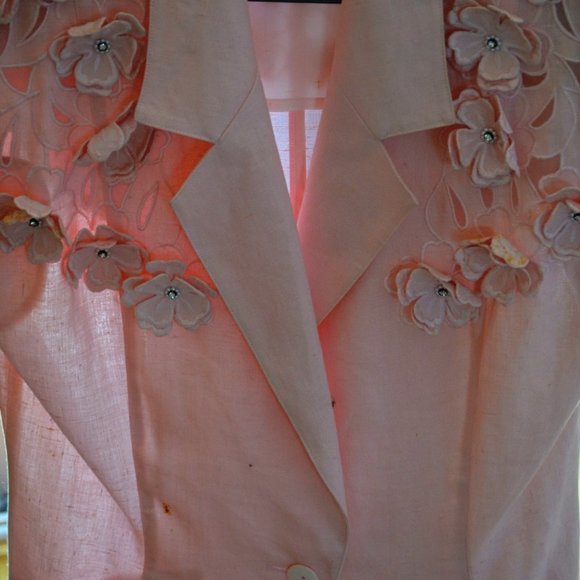 PRICE DROP $36 to $32....Vintage Pink Linen Jacket or Blouse by Joseph Ho - Picture 1 of 4